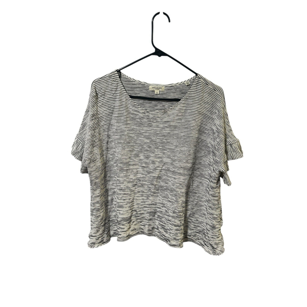 Max Studio‎ Size 1X Black And White Ruffle Sleeve Top